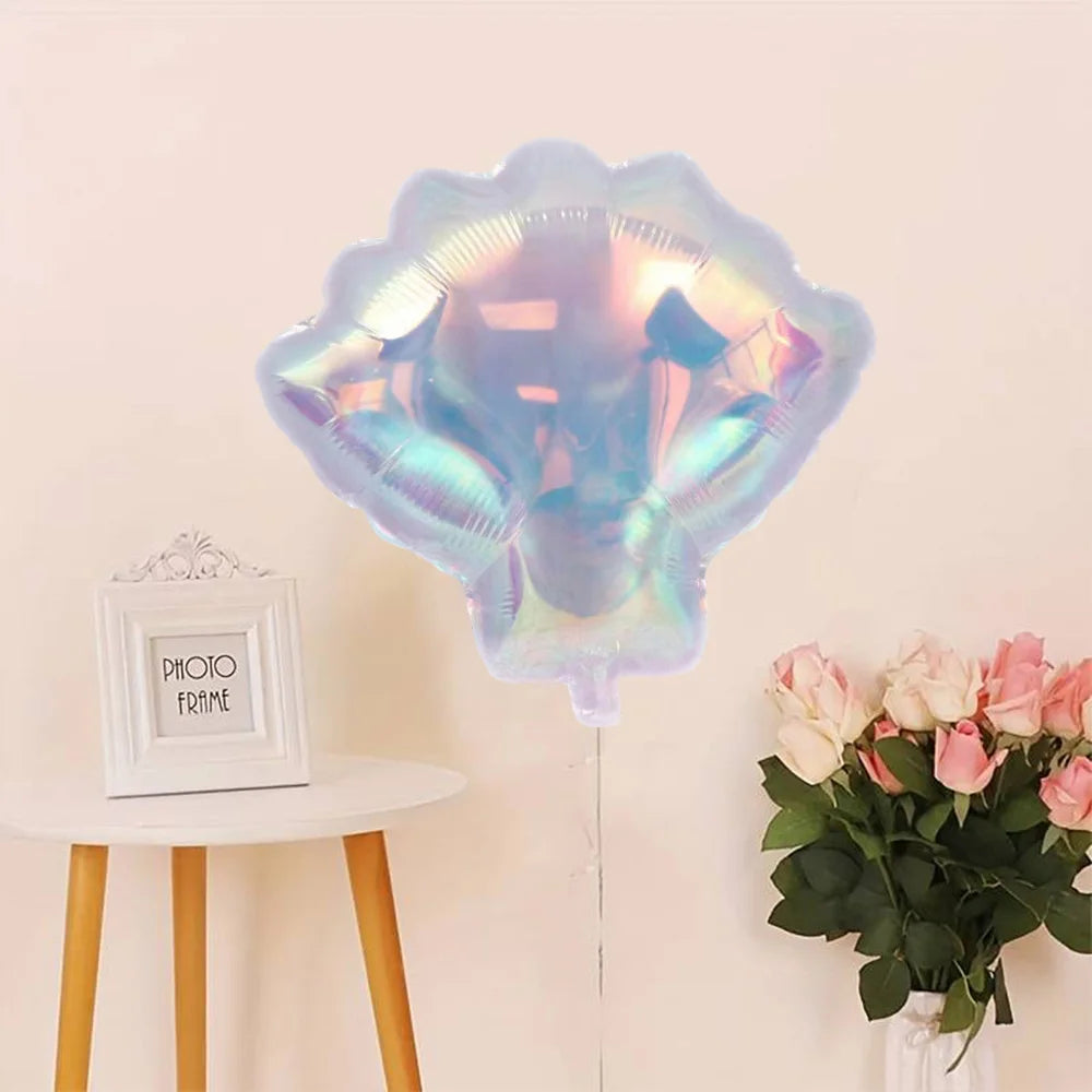 4-Pack Colorful Shell-Shaped Aluminum Foil Balloons | Ocean-Themed Party Decor additional angle