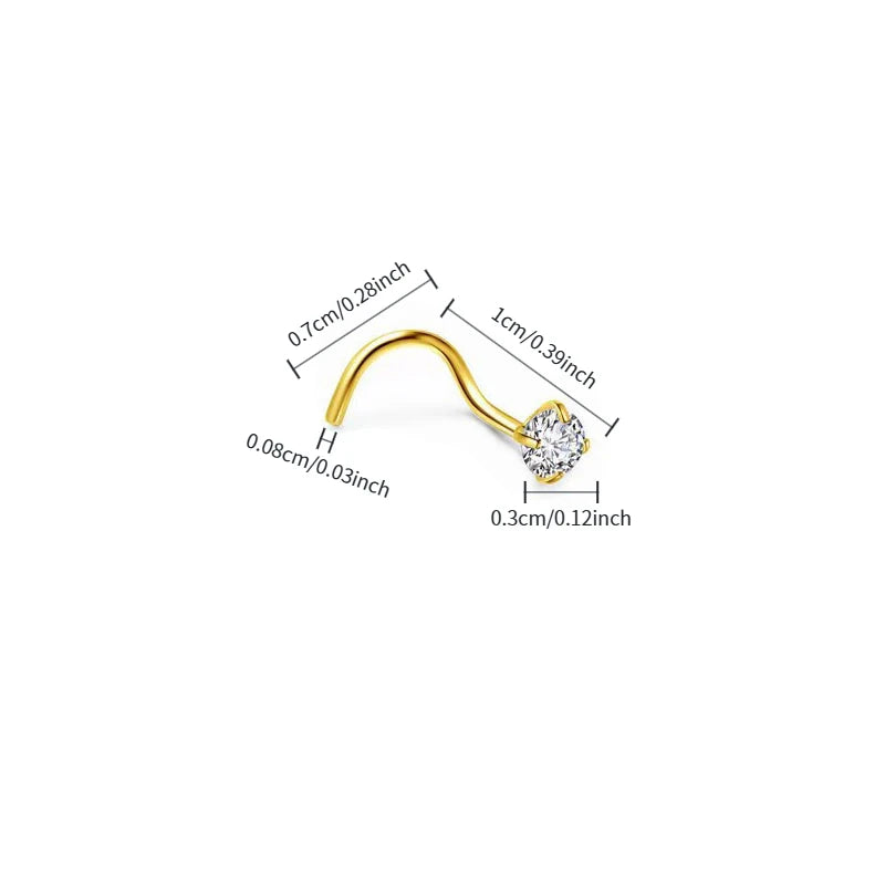 1/3/5Pcs Minimalist Curved Bar Nose Studs Stainless Steel CZ Inlaid Nose Piercing Jew lifestyle view