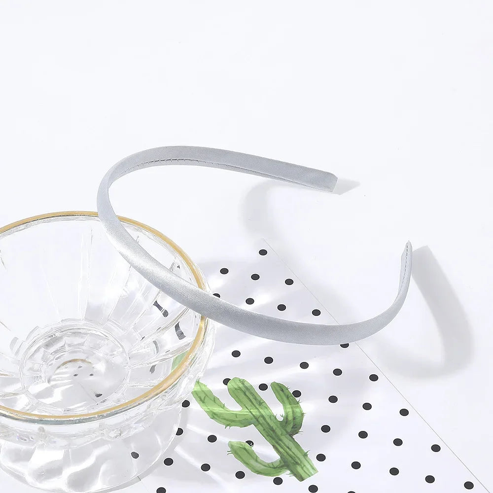 10mm Satin Headband Women Girls Fabric Covered Resin Hairbands Plastic Headbands Kids close-up view