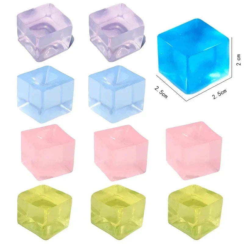 5/10Pcs Ice Cube Shaped Fidget Toy Square Stress Relief Ball Squishy Squeeze Anxiet additional angle