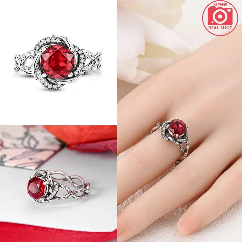 Original Romantic Heart-shaped White Zircon Shell Bowknot Rings 925 Sterling Silver W alternate view