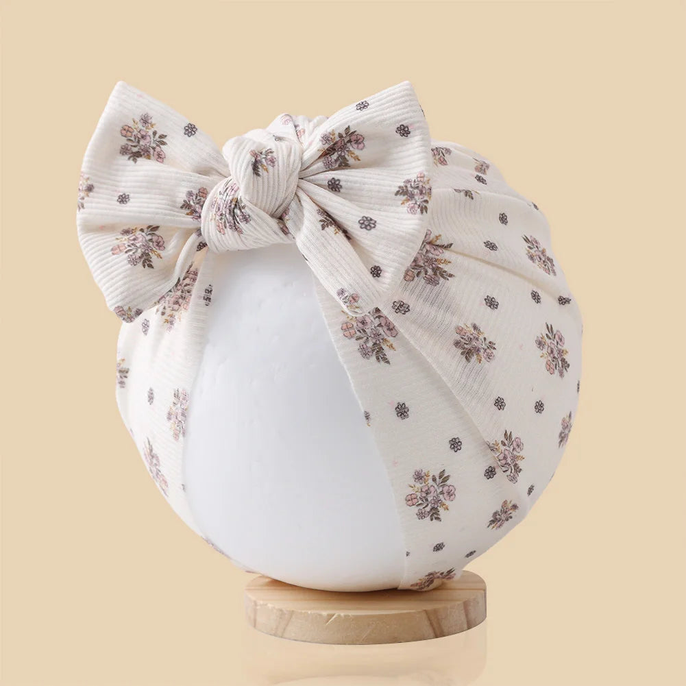 Baby Turban Hats with Prints | Soft Knit Newborn Caps detail view