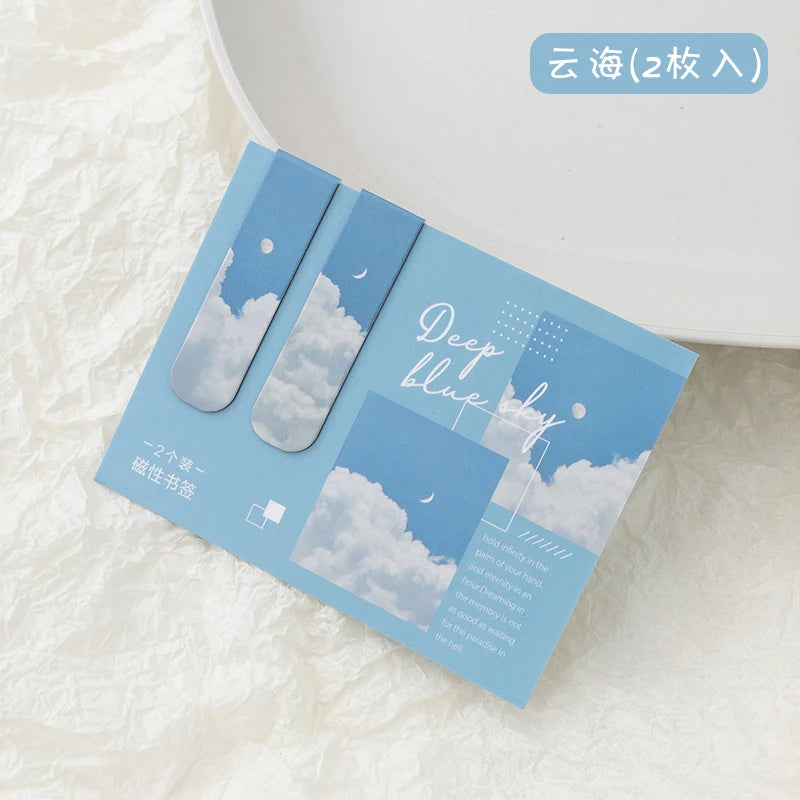 Scenery clouds simple literary pattern bookmark Reading tool School office additional angle