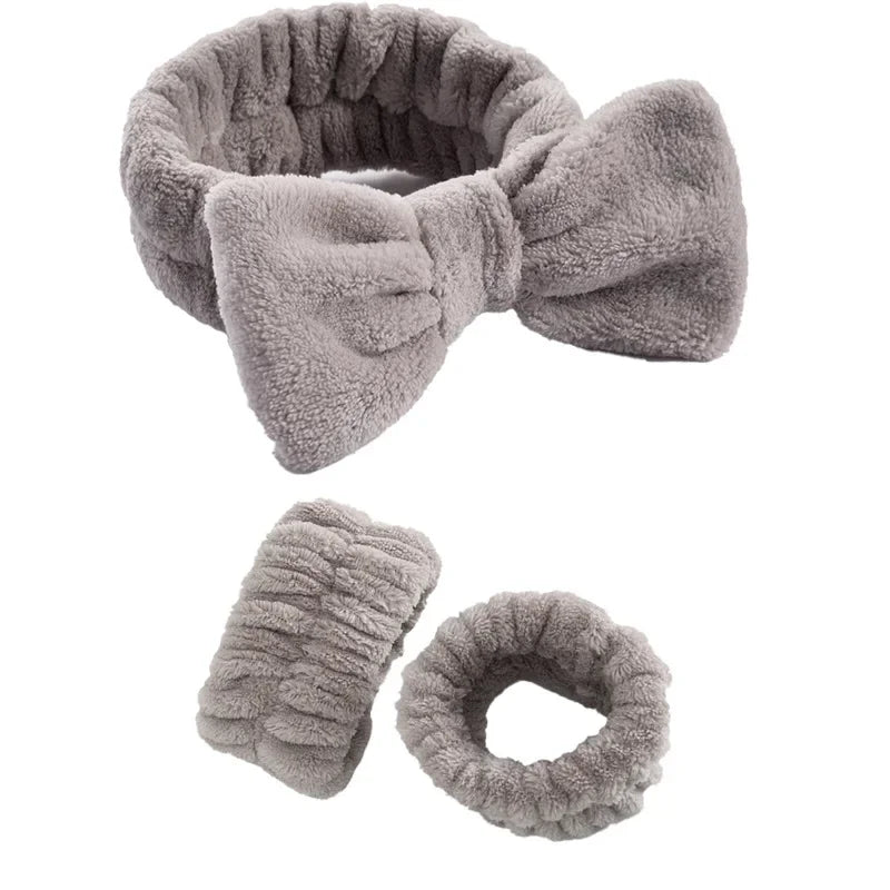 Soft Coral Fleece Headband Women Makeup Wash Face Spa Elastic Hair Band Fashion Female Girls Hair Accessories Wrist Washband