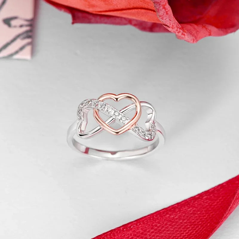New Original Silver 925 Rings Sparking Colorful Infinite Love Heart Ring for Women Engag detail view