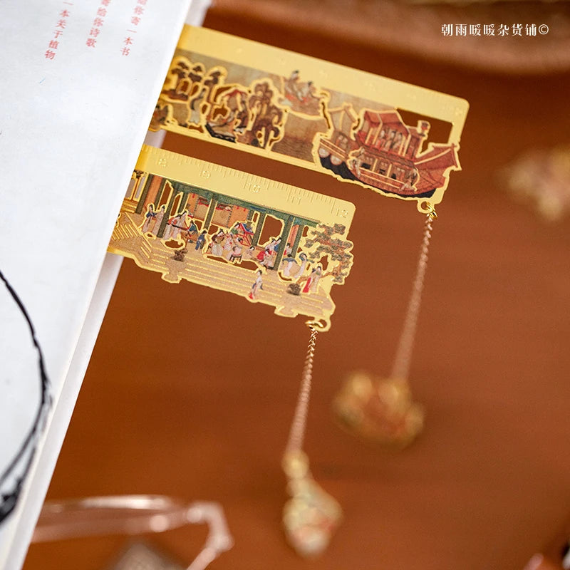 Chaoyu Ancient Style Famous Paintings Metal Bookmark Classical Chinese Style Book Pag lifestyle view