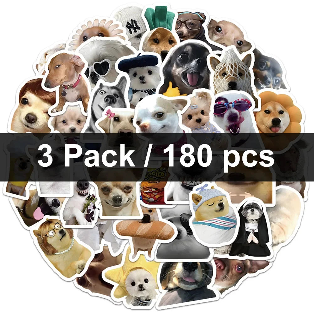 Funny Dogs Stickers | Cute Decals for Laptop, Guitar, and Water Bottle close-up view