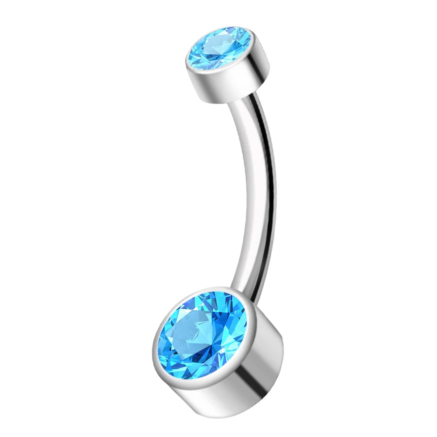 ASTM F136 Titanium Internally Threaded Navel Rings 10mm 12mm with round CZ Belly Button detail view
