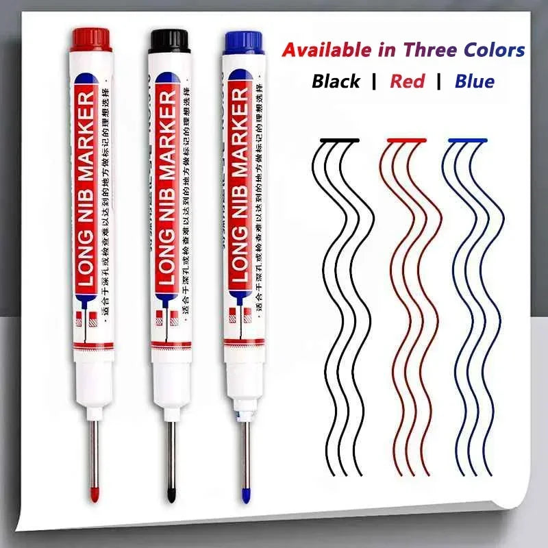 Deep Hole Long Nib Markers for Metal Wood Tile | 8-Pack Waterproof Marking Pens additional angle