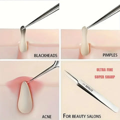 1/3pcs Extra Fine No. 5 Cellular Acne Blackhead Tweezers | Facial Beauty Tool for Ski alternate view