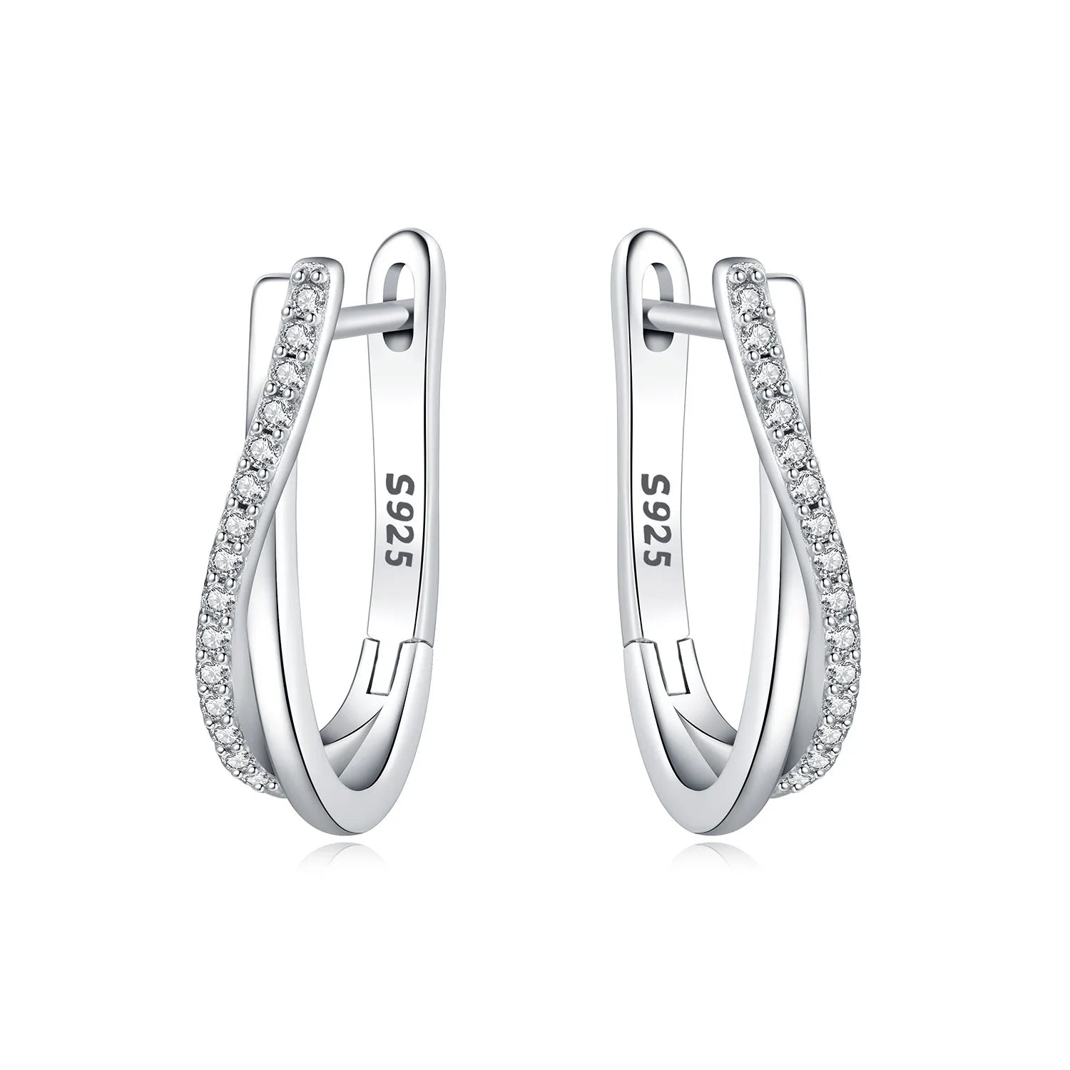 Orstarry S925 Sterling Silver Square Chain With Stone Inlaid Earrings Hoop Earrings For detail view