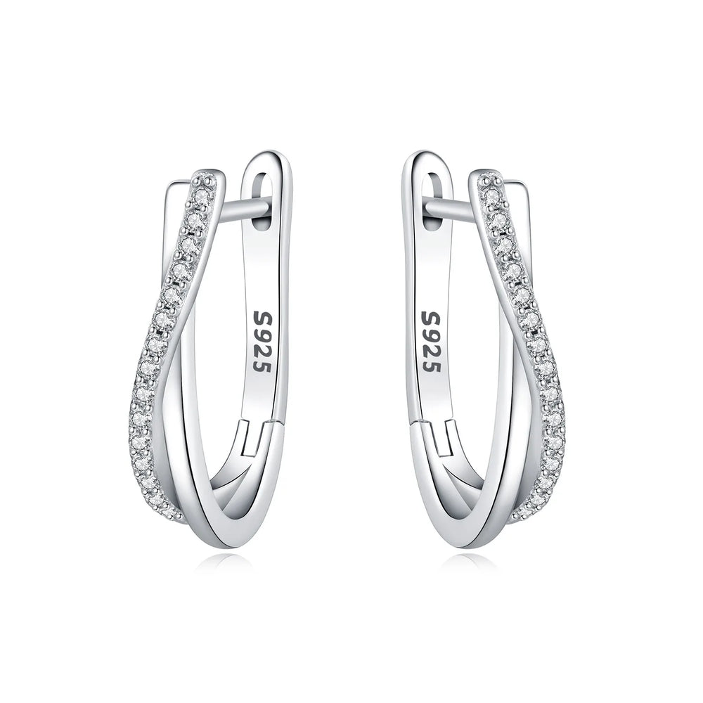 Orstarry S925 Sterling Silver Square Chain With Stone Inlaid Earrings Hoop Earrings For detail view