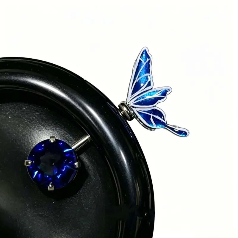 Sweet Cool Enamel Zircon Butterfly Stud Earrings for Women Punk Metal Shiny Crystal additional angle
