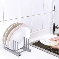 Stand Plate Dish Drying Rack Pot Lid Racks Kitchen Organizer Drying Cups Display Shelf close-up view