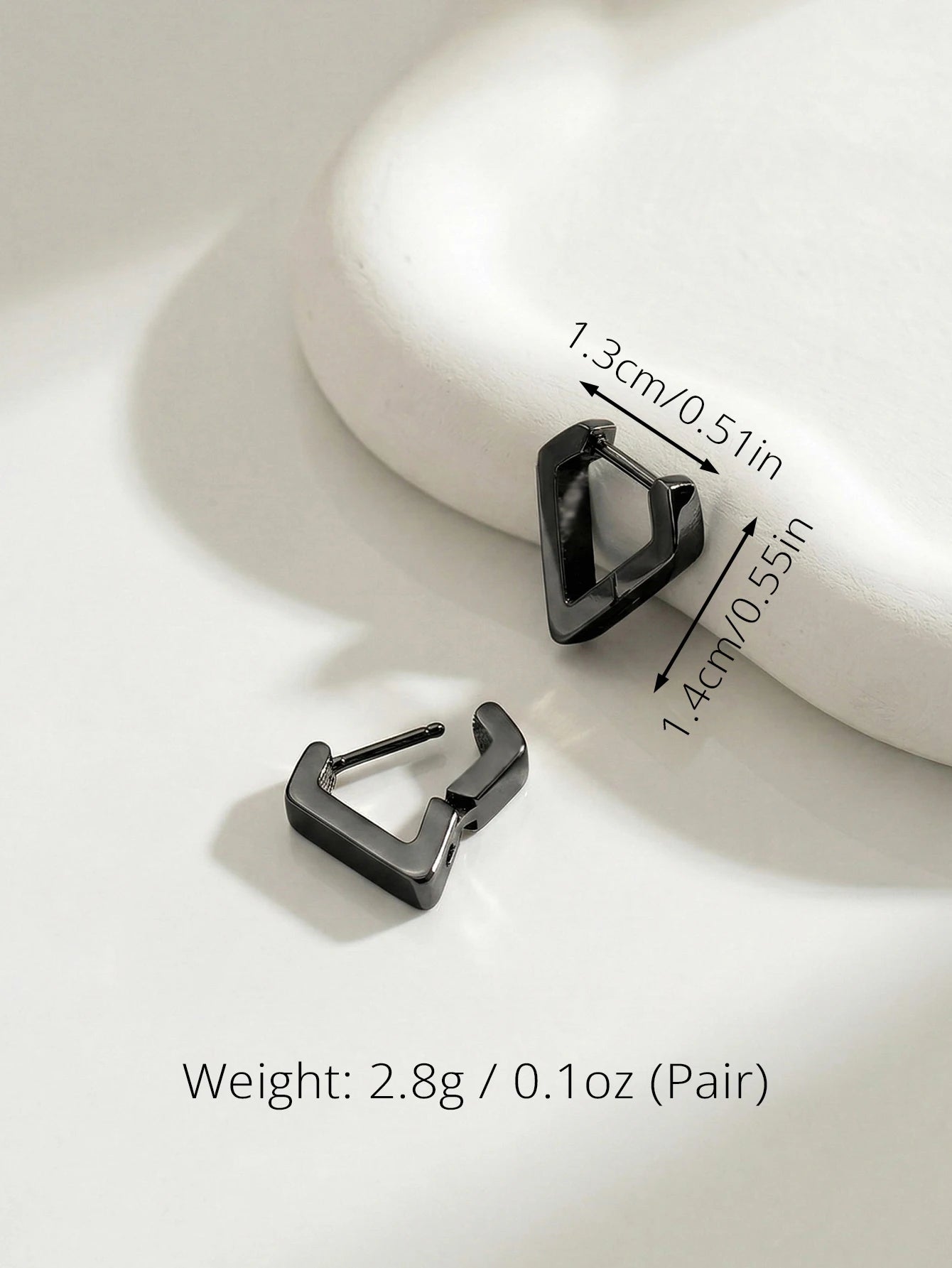 Unisex Stainless Steel Rectangular Hoop Earrings for Men Women Punk Rock Triangle Hug alternate view