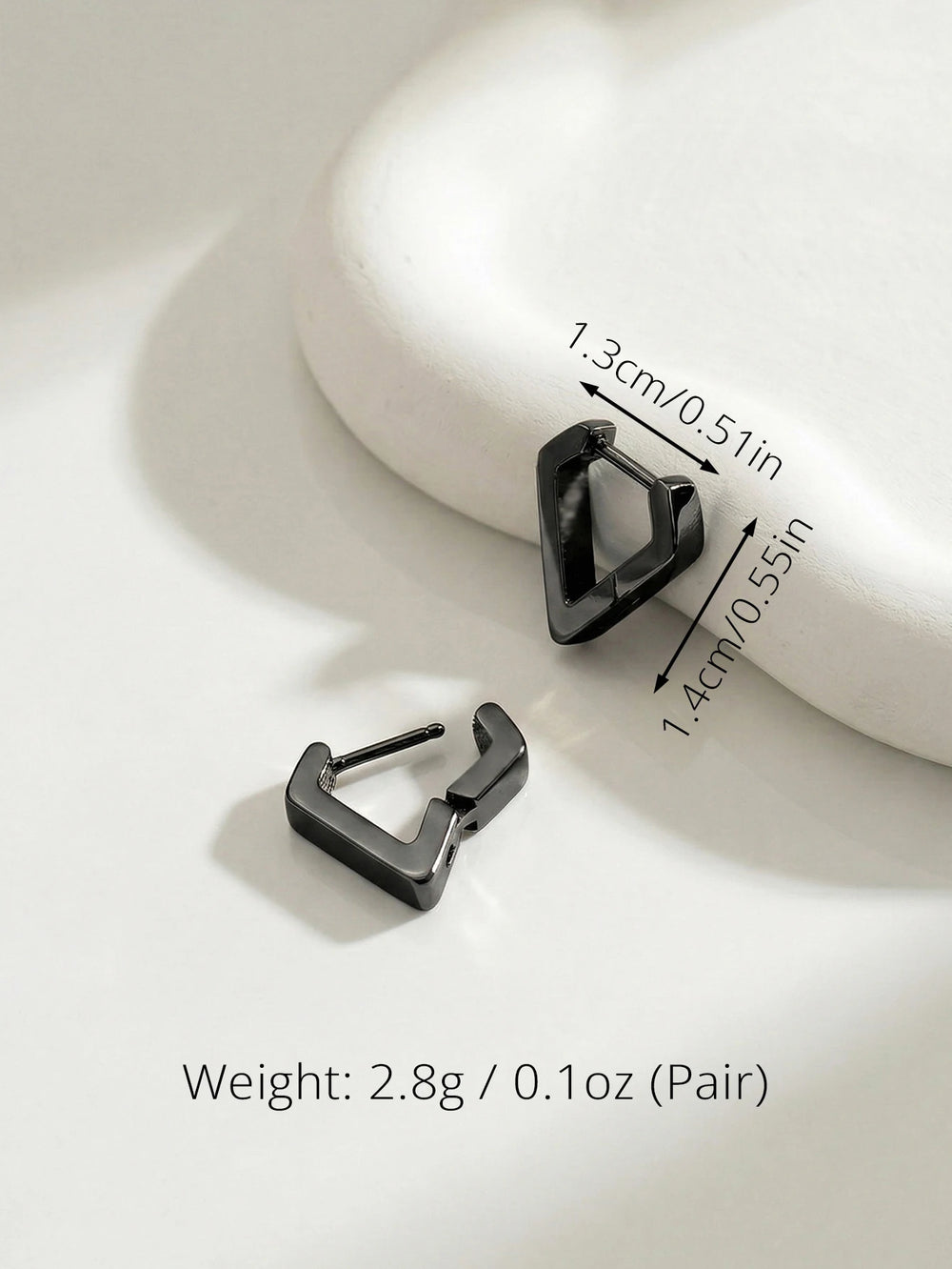 Unisex Stainless Steel Rectangular Hoop Earrings for Men Women Punk Rock Triangle Hug alternate view