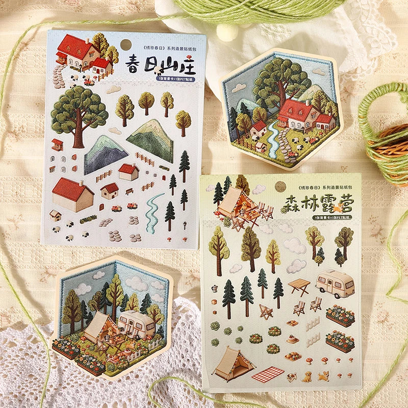 Journal GO Creative 3D Scenes Cartoon Landscape Stickers Spring diy Sticker for Gift Car detail view