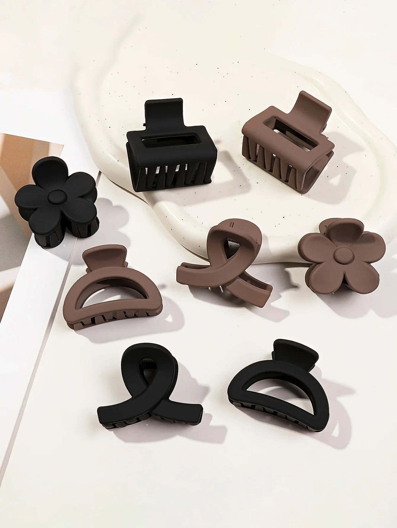 5Pcs Multistyle Small Flower Hair Claw Clips for Women Girl Rectangle Jaw Clip Hair Accessory Semicircle Barrettes for Thin Hair