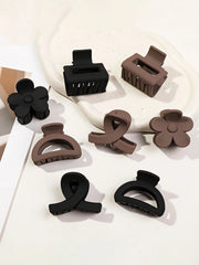 5Pcs Multistyle Small Flower Hair Claw Clips for Women Girl Rectangle Jaw Clip Hair Accessory Semicircle Barrettes for Thin Hair