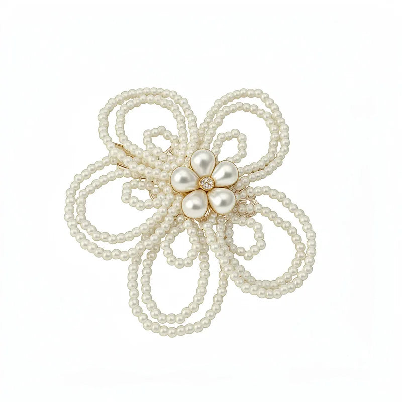New Vintage Rhinestone Pearl Flower Hair Clip Fashion Versatile Back Head Duckbill Clip High Grade Hair Accessories For Women