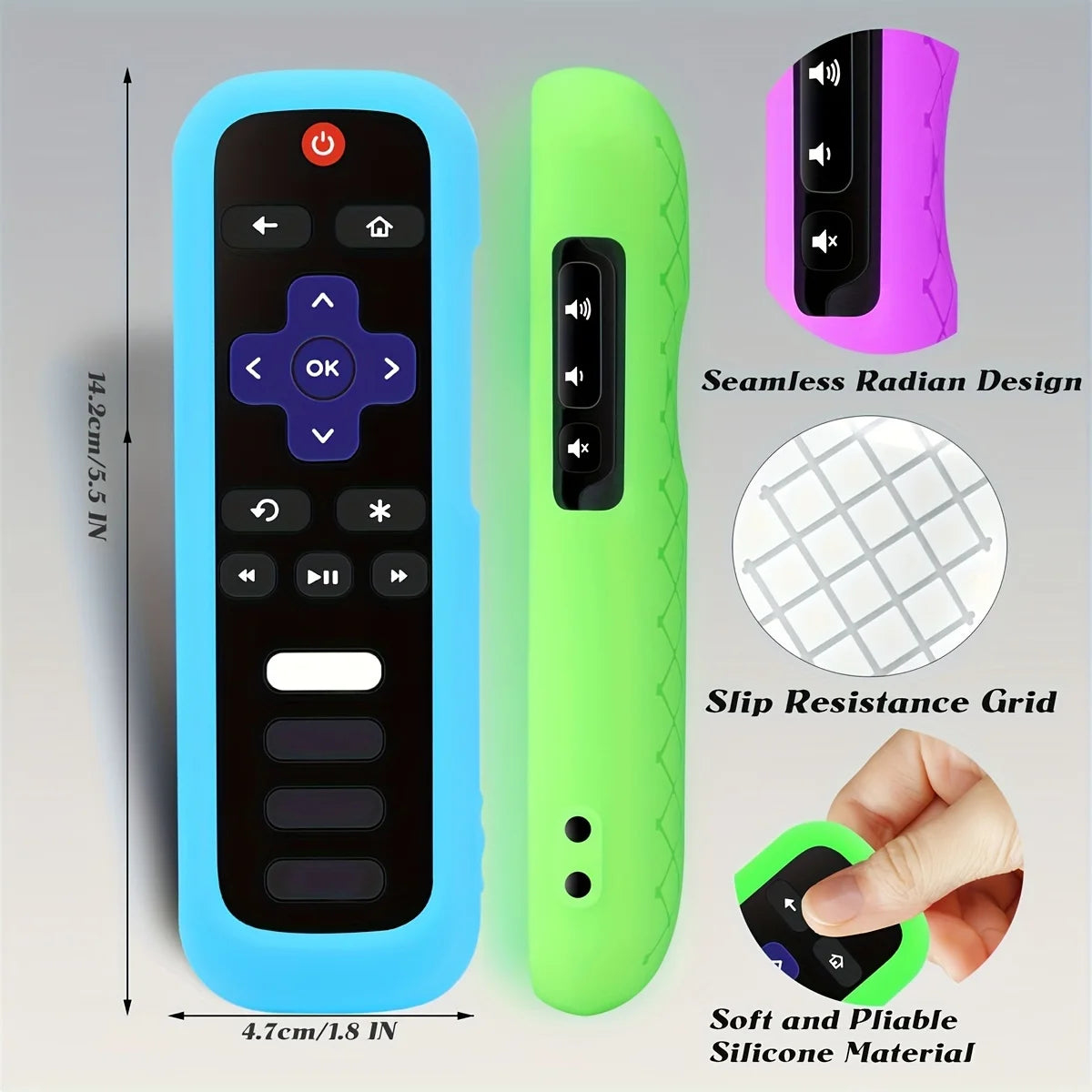 Luminous Silicone Remote Cover With Rope for TCL Hisense Roku TV