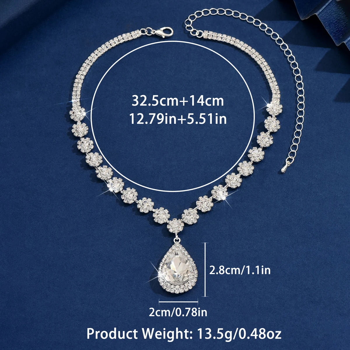 1PC Women's Fashion Waterdrop Flower Design Necklace Jewelry Suitable for Date, Party, close-up view