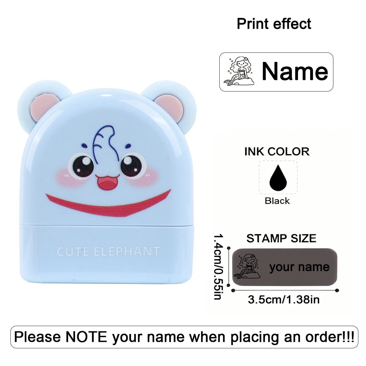 Personalized Animal Name Stamp | Custom Waterproof Clothing Label for Kids close-up view