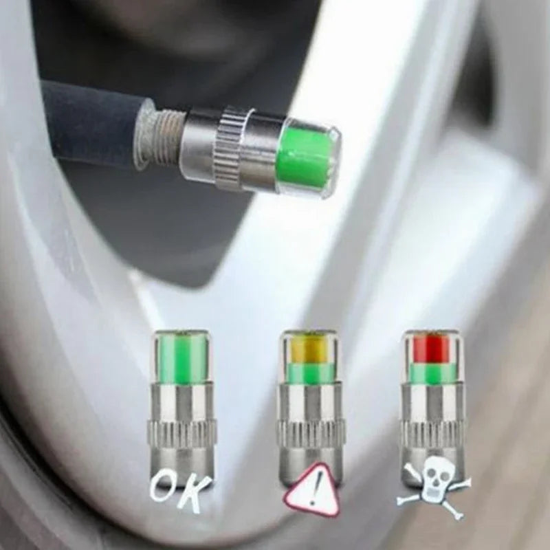 NEW 4pcs Car Tire Pressure Indicator Gauge Alert Monitoring Valve Cap Sensor External lifestyle view