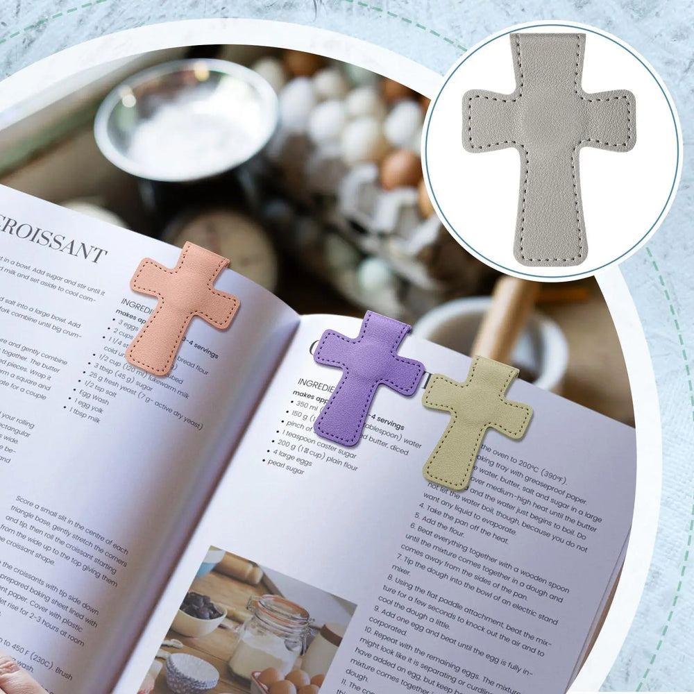 Cross Leather Magnetic Bookmark, Bookmark Page Marker Colorful Religious Cross Bookmar close-up view