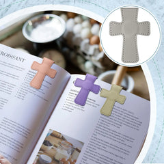 Cross Leather Magnetic Bookmark, Bookmark Page Marker Colorful Religious Cross Bookmar close-up view