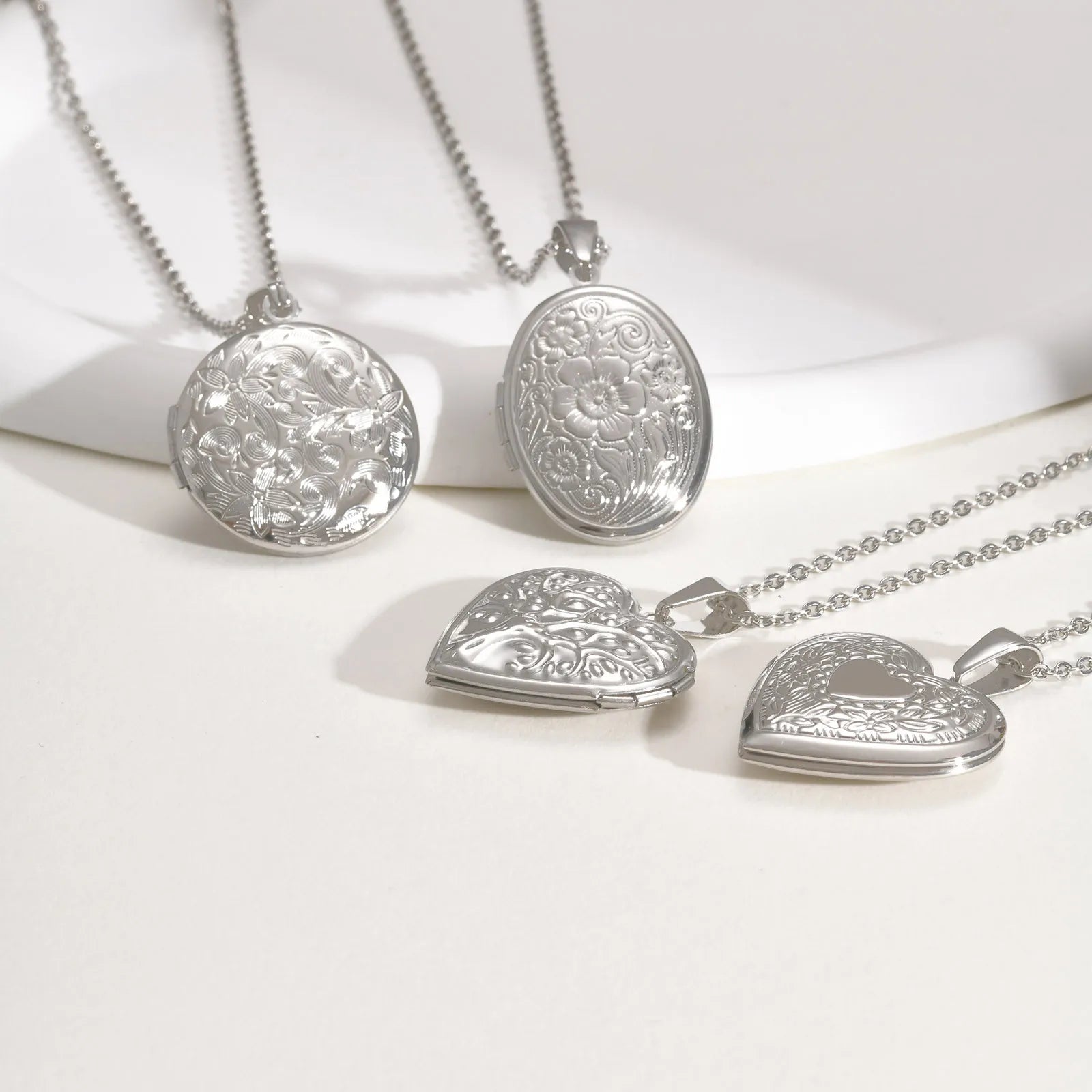 Vnox Never Fade Silver Color Stainless Steel Women Locket Pendant, Openable Heart P additional angle
