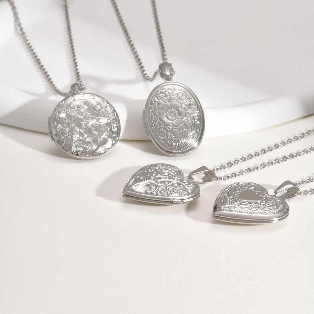 Vnox Never Fade Silver Color Stainless Steel Women Locket Pendant, Openable Heart P additional angle
