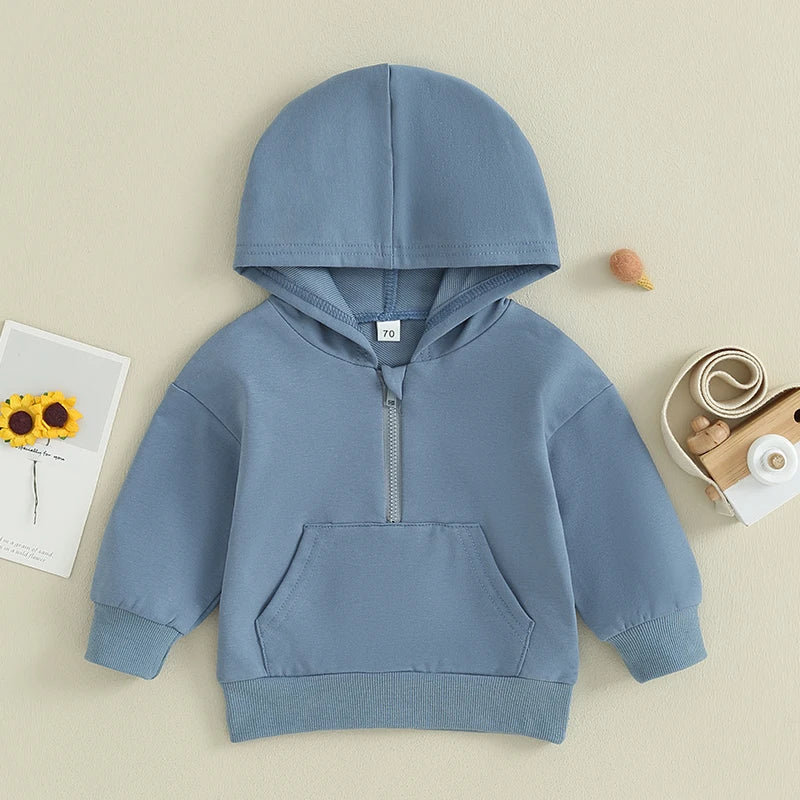 Kids Solid Color Hoodie | Long Sleeve Pullover for Toddlers detail view