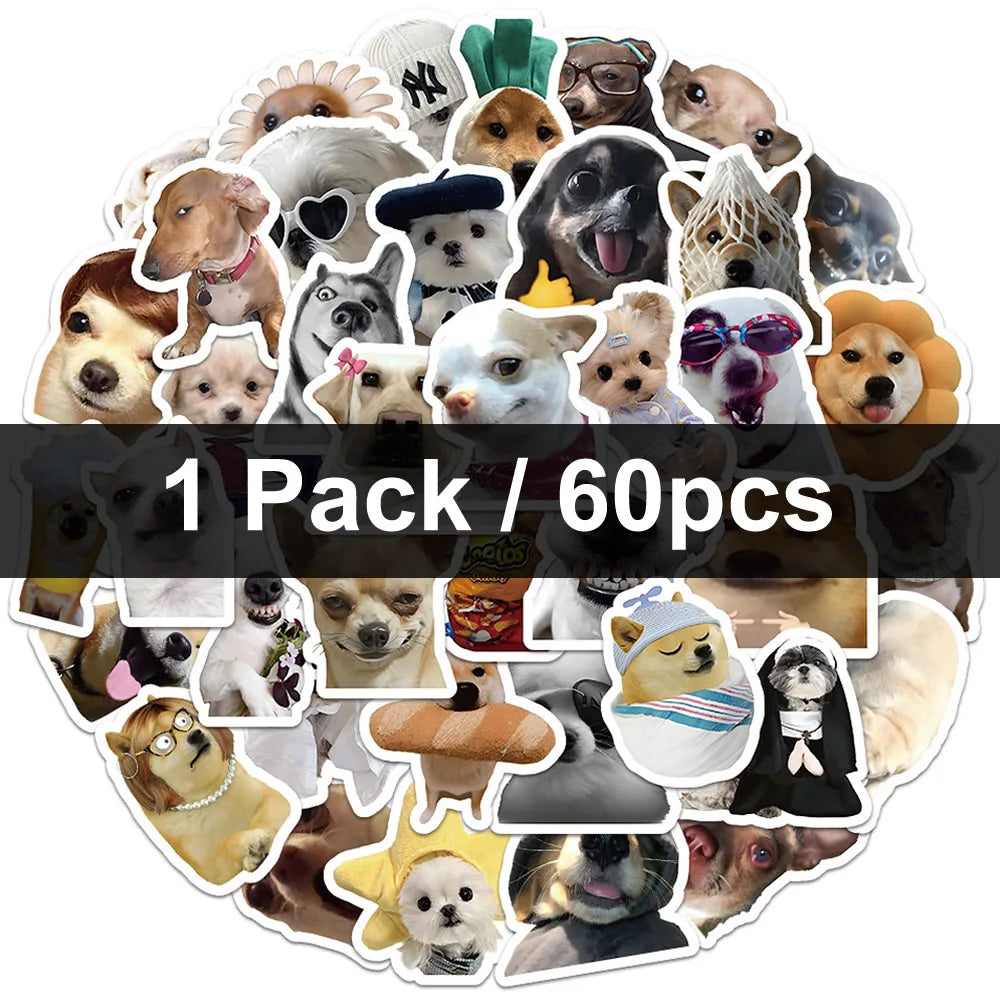 30/60/180 Funny Dogs Stickers Cartoon Cute Decals Toy Stationery Guitar Phone Bicycle La detail view