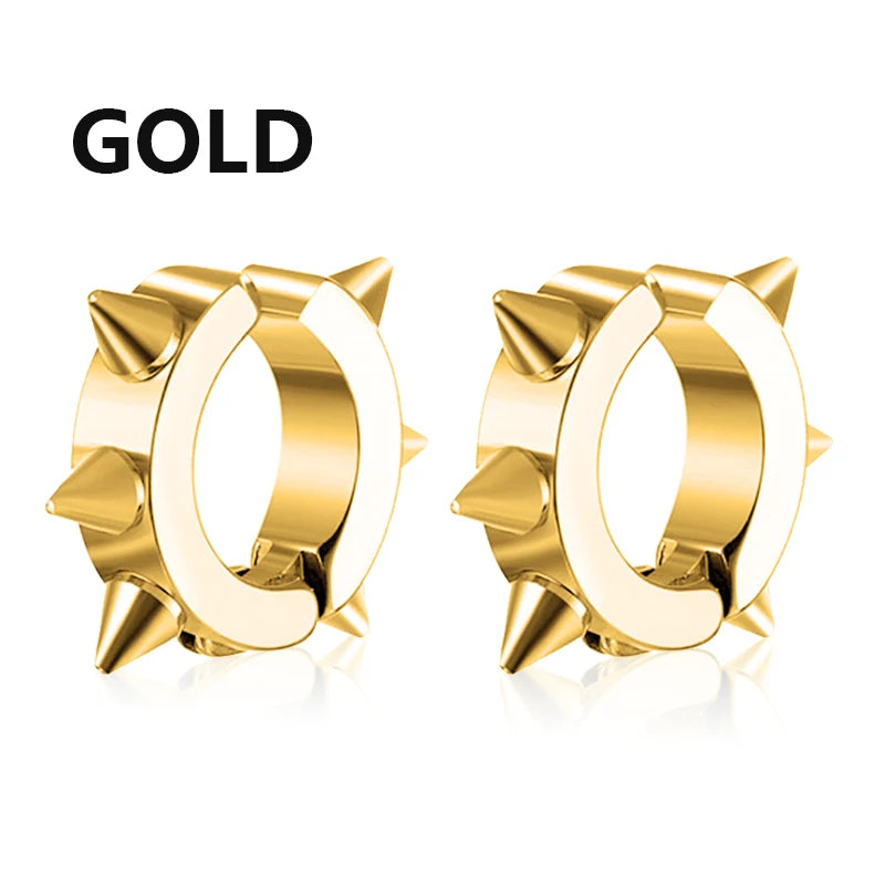 1Pair Punk Stainless Steel Spiky Thorn Stud Earrings For Women Men Ear Clips Funny additional angle