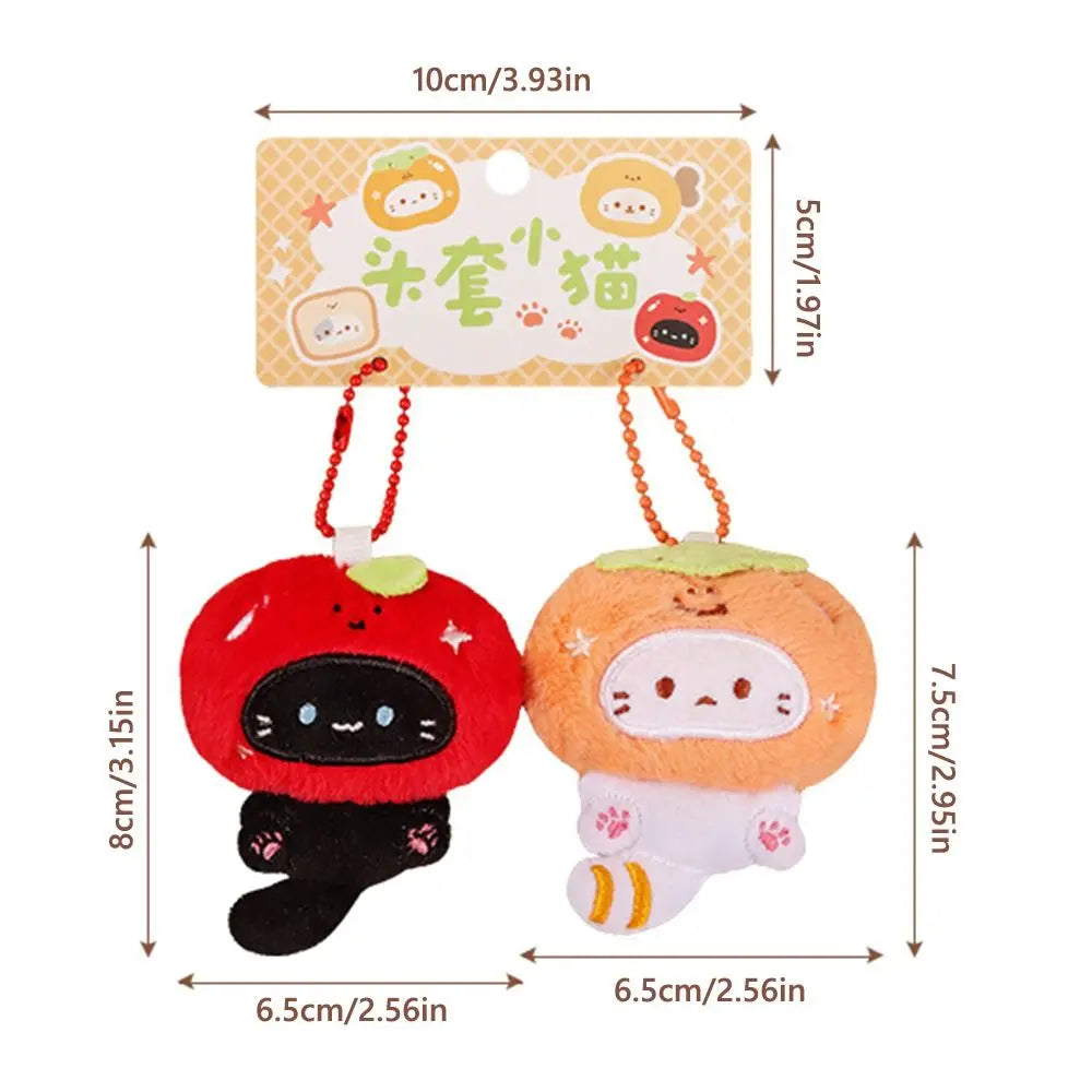 Multicolor Plush Cat Keychain Pendant Cartoon Kitten Keyring additional angle