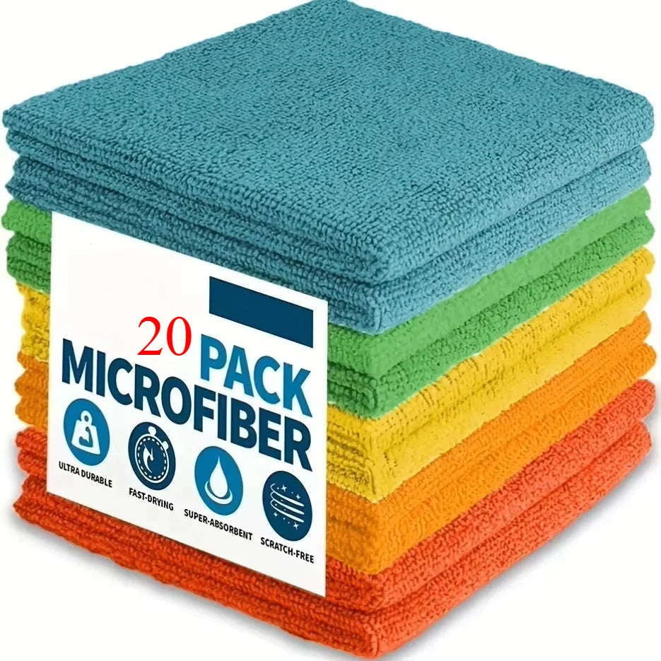 5/10/20pcs Kitchen Towel Ultra-fine Fiber Light Gray Cleaning Cloth Set Absorbent Sof lifestyle view