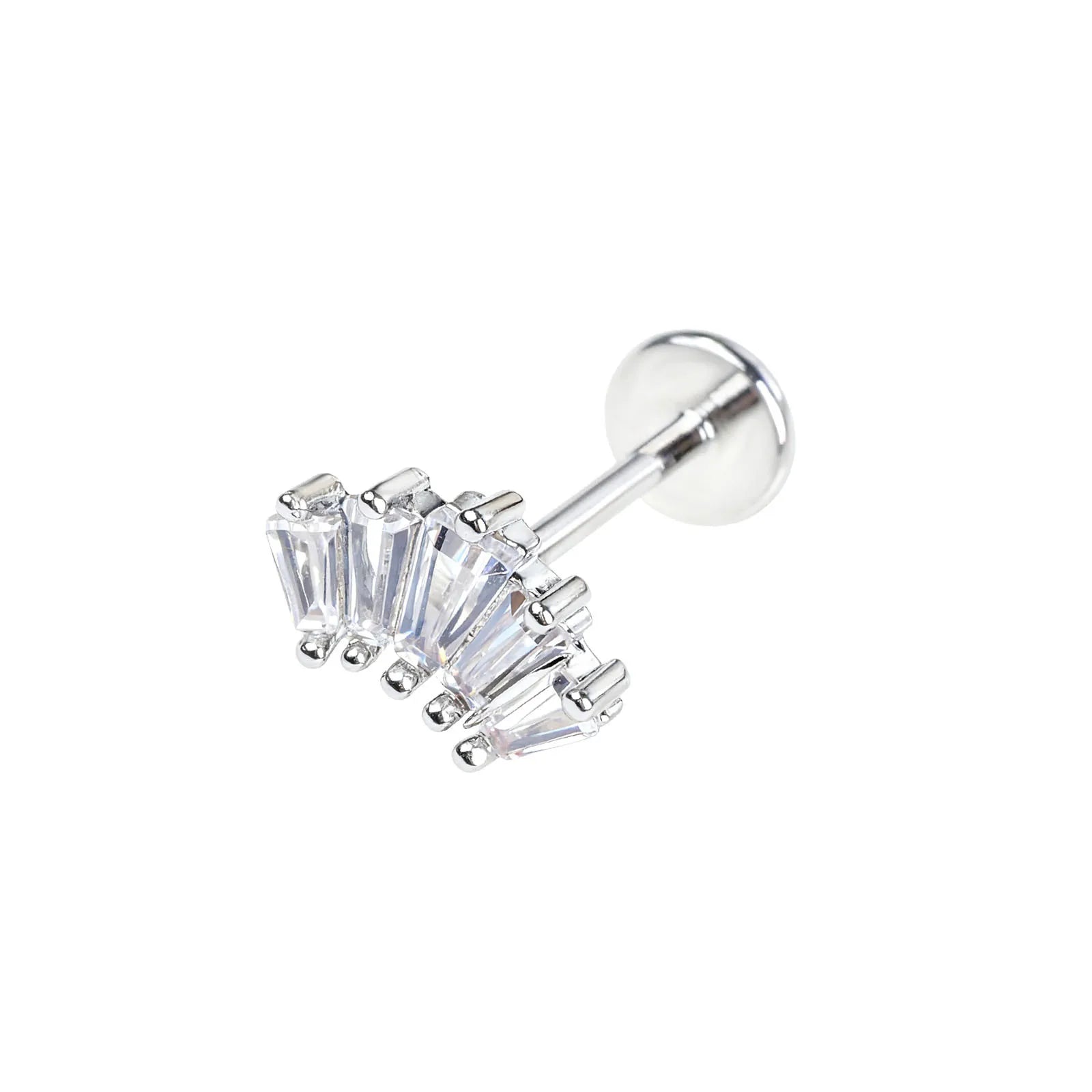 Stainless Steel Ear Studs - Micro Paved Zirconia Cartilage Earrings, Delicate Minimalist detail view