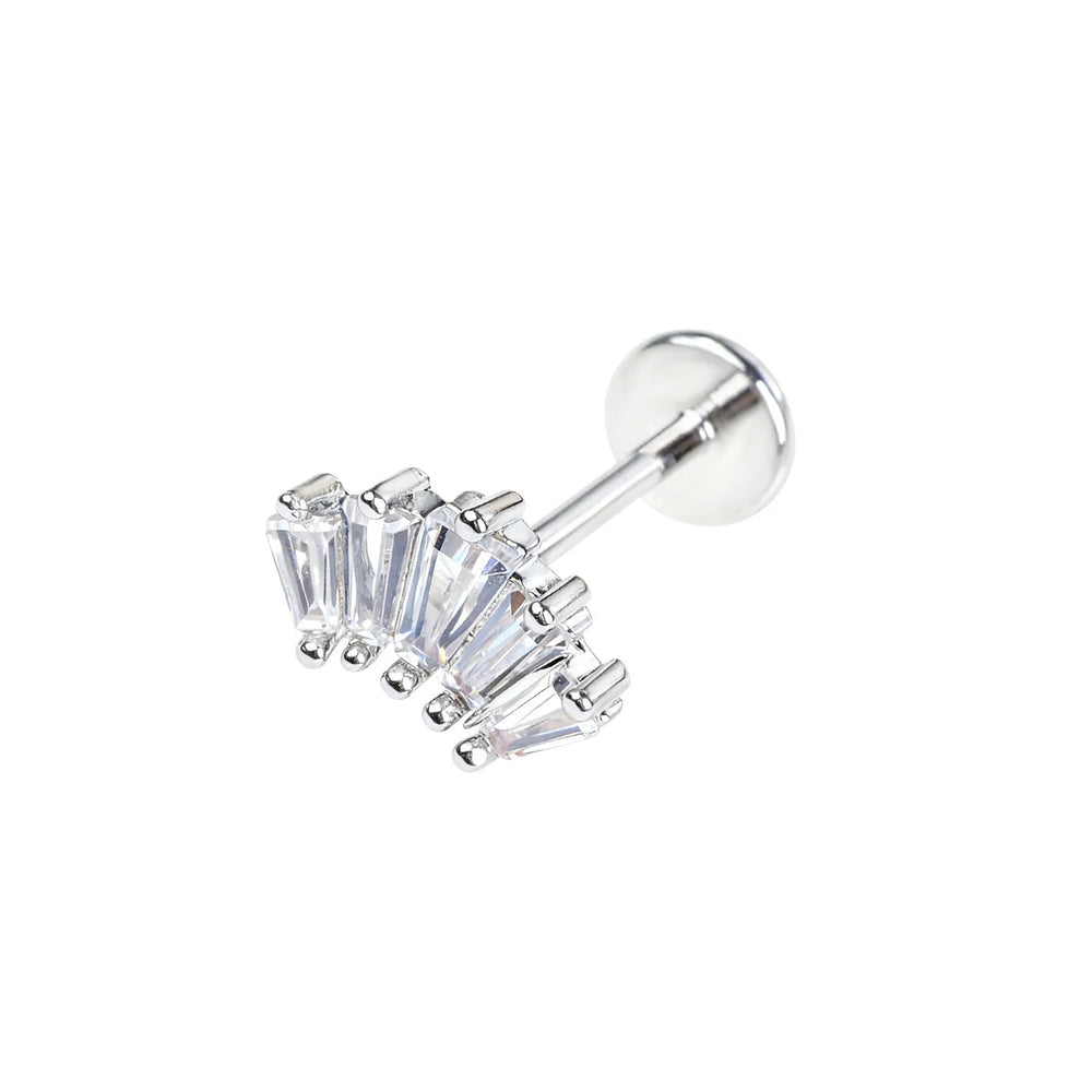 Stainless Steel Ear Studs - Micro Paved Zirconia Cartilage Earrings, Delicate Minimalist detail view
