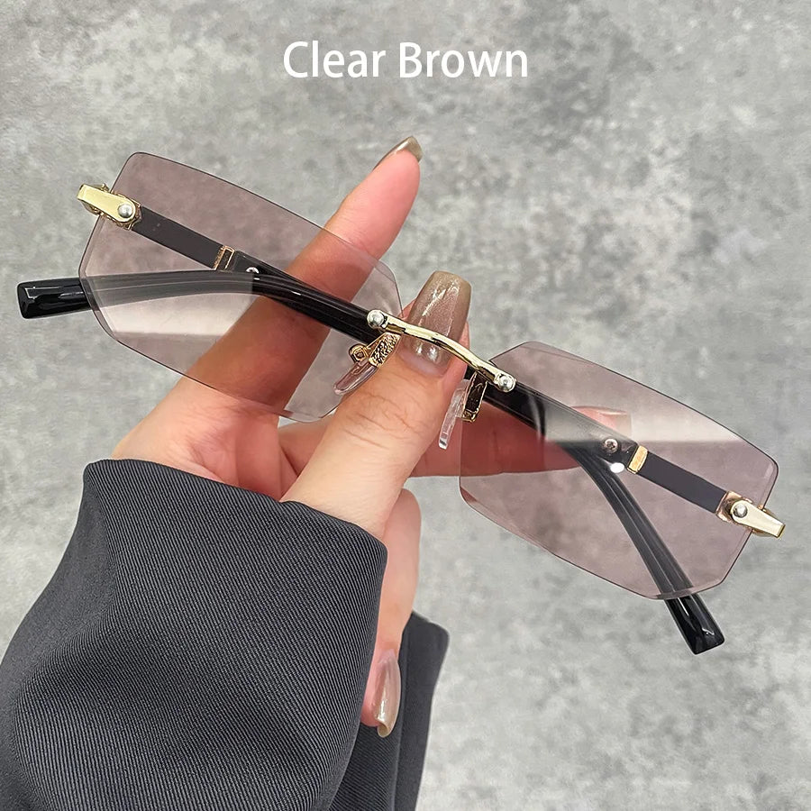 Business Rectangle Gradient Lenses Unisex Sunglasses Women Men Colored Lenses Metal additional angle