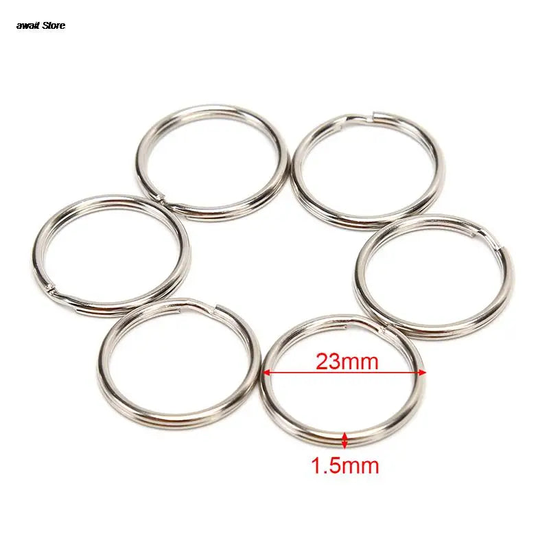 100 Polished Silver Split Key Rings | Stainless Steel Keychain Set for DIY and Orga additional angle