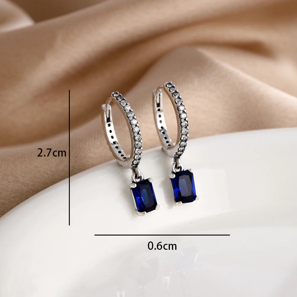 2026 New Hot Sale Blue Zircon Earrings for Women with European and American Style Fashio detail view