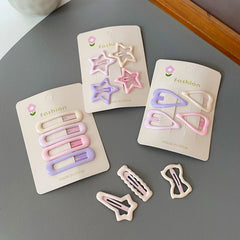 Cute Kids Hair Clips Set 4pcs Colorful Star And Heart Bang Holders Hairpin Non Slip A alternate view