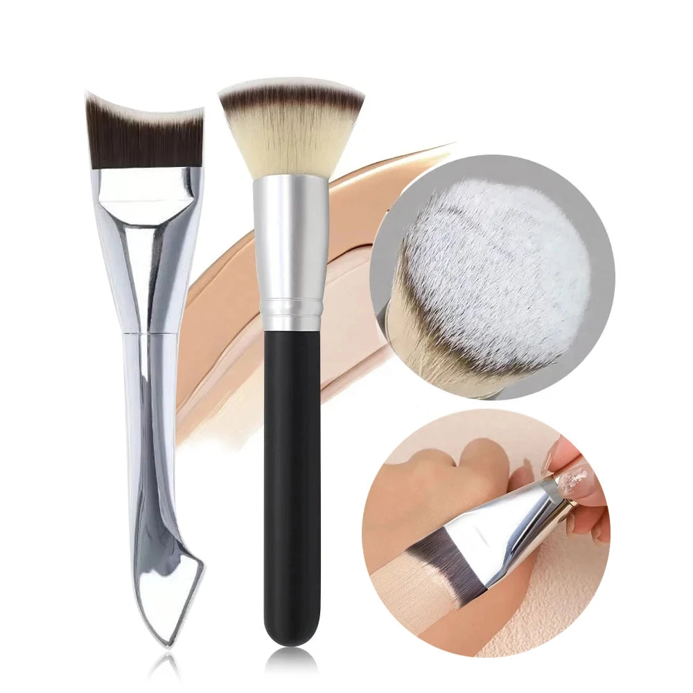 Upgraded Crescent Design Foundation Makeup Brush Ultra-thin Smooth Application Liquid close-up view