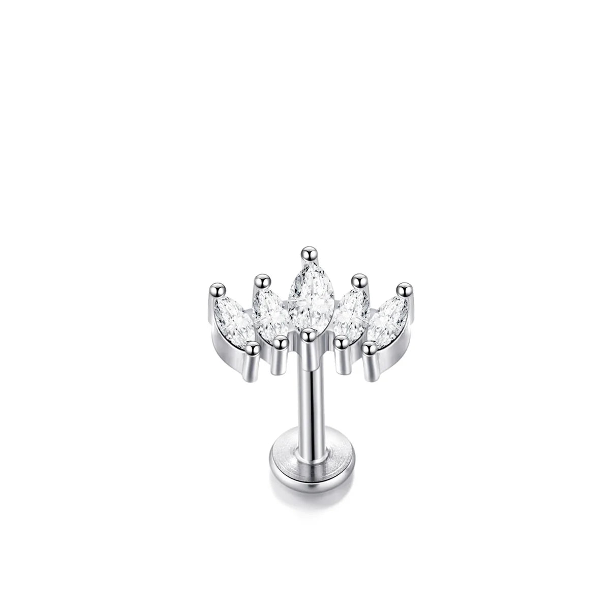 1/5Pcs 316L Stainless Steel Delicate Flower Tragus Cartilage Stud Earring,Internall additional angle
