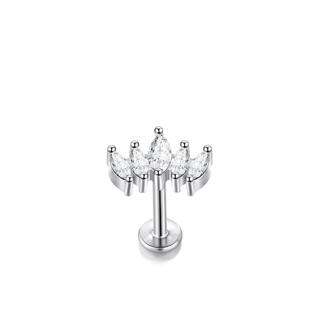 1/5Pcs 316L Stainless Steel Delicate Flower Tragus Cartilage Stud Earring,Internall additional angle