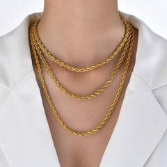 Vnox Dainty Gold Color Rope Chain Necklaces for Women Men,Chic Twisted Collar, Waterp alternate view