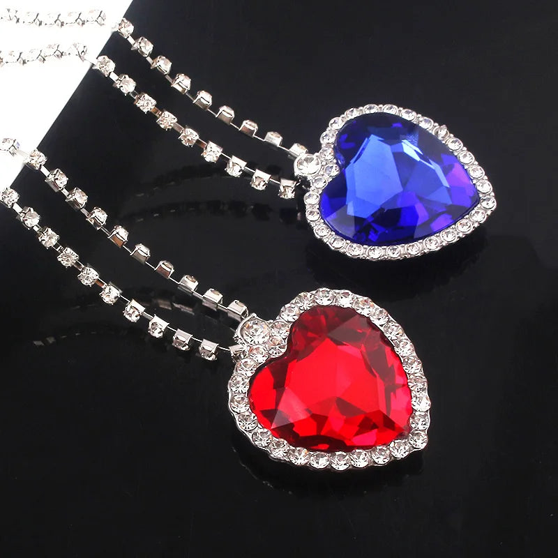 Movie TITANIC Heart Of the Ocean Necklace Love Forever Blue Red Crystal Pendants Neck alternate view