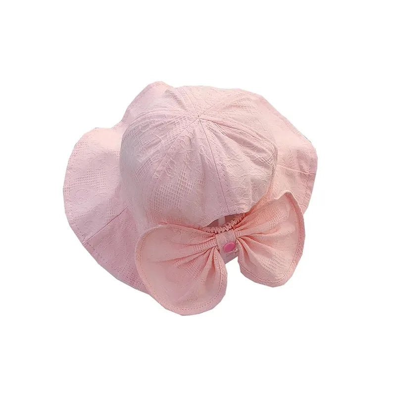 Princess Baby Bucket Hat for Girls | Big Bow Summer Sun Hat detail view
