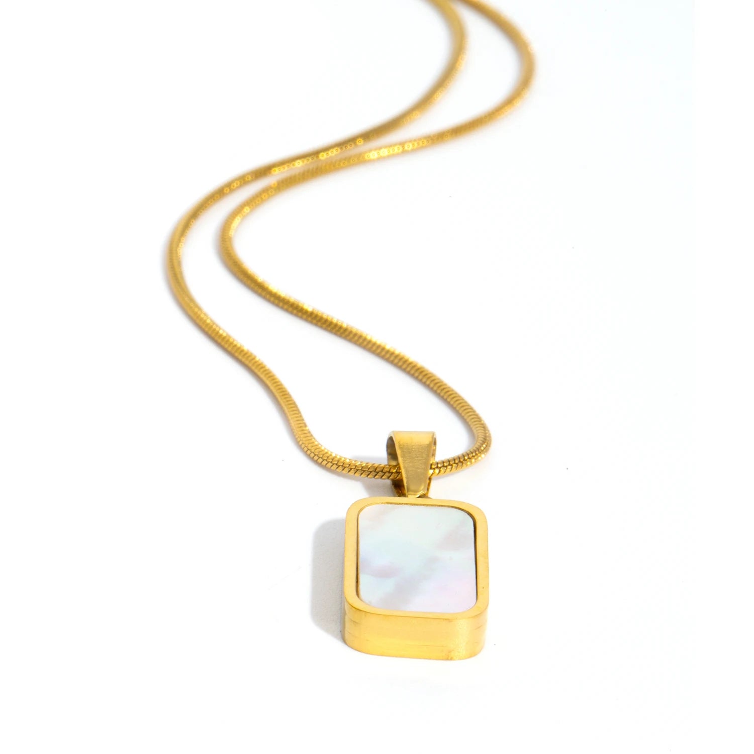 Double Sided Square Pendant Necklace | 18K Gold Plated Stainless Steel Jewelry alternate view
